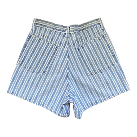 Vintage Skoozi 90s Striped Denim High Waisted Mom Shorts - Picture 2 of 2